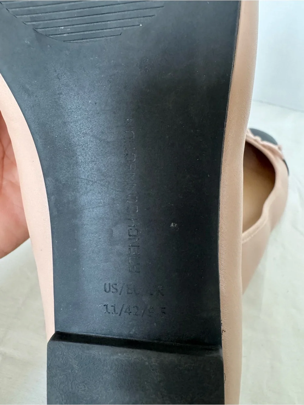 French Connection Two-Tone Pink and Black Cap-Toe Ballet Flats Size 11